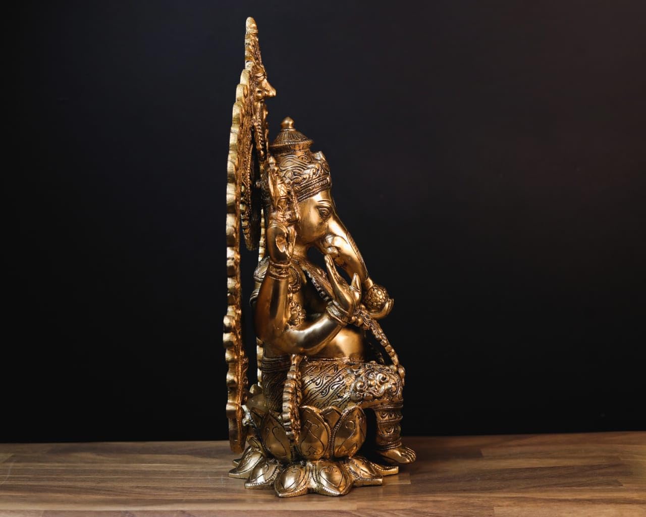 Mridaya Brass Ganesha Statue | 40 Cm Big Size Brass Ganesh Statue | Housewarming Gift | Hindu Wedding Gift | Elephant God Statue